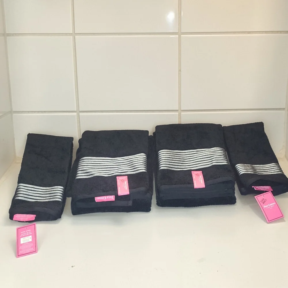 Juicy Couture Black & Silver Towel Set